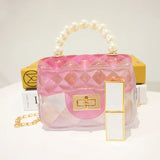 Mini Pearl Jelly Shoulder Bag Women PVC Candy Transparent Chain Bag