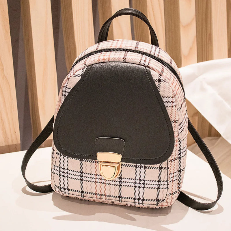 Mini Plaid Convertible Backpack Crossbody Bag Women School Shoulder Daypack Teen