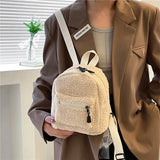 Mini Plush Backpack Solid Women Little Girls
