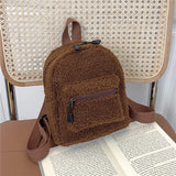 Mini Plush Backpack Solid Women Little Girls