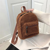 Mini Plush Backpack Solid Women Little Girls Wild Soft Autumn Winter