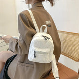 Mini Plush Backpack Solid Women Little Girls