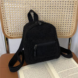 Mini Plush Backpack Solid Women Little Girls