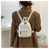 Mini Plush Backpack for Women Girls Soft Autumn Winter Daypack