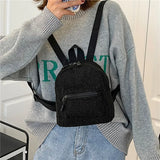 Mini Plush Backpack Solid Women Little Girls