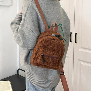 Mini Plush Backpack for Women Girls Cute Daypack