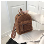 Mini Plush Backpack for Women Girls Soft Autumn Winter Daypack