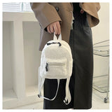 Mini Plush Backpack for Women Girls Soft Autumn Winter Daypack