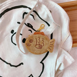 Mini Plush Fish Coin Zipper Bag Purse Wrist Wallet for Kids Girls