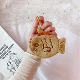 Mini Plush Fish Coin Zipper Bag Purse Wrist Wallet for Kids Girls