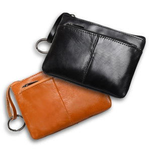 Vintage Leather Mini Purse Zip Wallet Slim Lady/Men