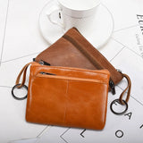 Vintage Leather Mini Purse Zip Wallet Slim Lady/Men
