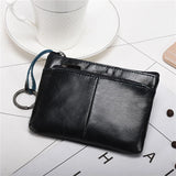 Vintage Leather Zipper Mini Purse Slim Wallet