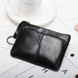Vintage Leather Zipper Mini Purse Slim Wallet