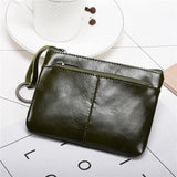 Vintage Leather Zipper Mini Purse Slim Wallet