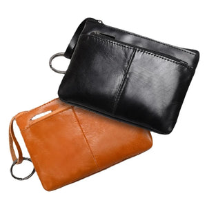 Vintage Leather Zipper Mini Purse Wallet