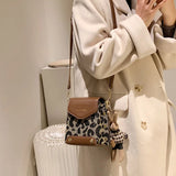 Leopard Pattern Rivets Flap Small Square Bags Women Casual Messenger Bags