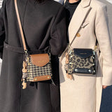 Leopard Pattern Rivets Flap Small Square Bags Women Casual Messenger Bags