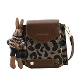 Leopard Pattern Rivets Flap Small Square Bags Women Casual Messenger Bags