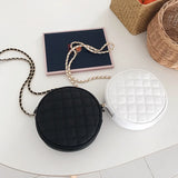Quilted Chain Crossbody Bag Round Handbag Small Purse Shoulder Messenger Bag