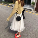 Quilted Chain Crossbody Bag Round Handbag Small Purse Shoulder Messenger Bag