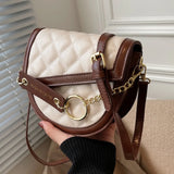 Mini Quilted Saddle Bag Vintage Shoulder Messenger Bag