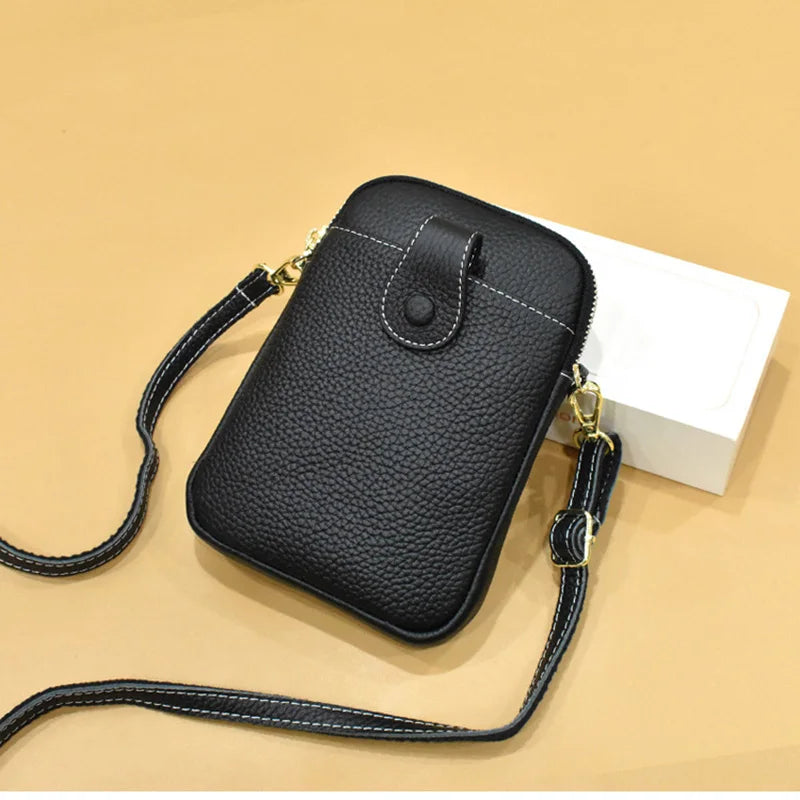 Real Leather Shoulder Bag Women Crossbody Phone Bags Ball Female Purse