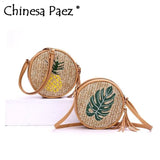 Mini Round Straw Bag Rattan Woven Vintage Retro Straw Rope Knitted Crossbody