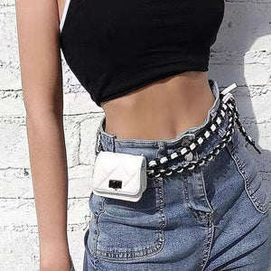 Mini Chain Bag Messenger Fanny Pack for Women Earphone Belt