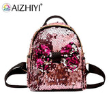 Mini Sequin Backpack Bowknot Women Girls Zipper Handbag