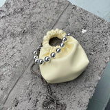 Pleated Pearls Cross Body Chain Cloud Bag