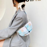 Plaid Canvas Mini Shoulder Bag Women Portable Teens High Street Crossbody Purse