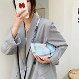 Plaid Canvas Mini Shoulder Bag Women Portable Teens High Street Crossbody Purse