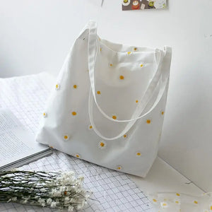Embroidered Mini Shoulder Bag with Daisies