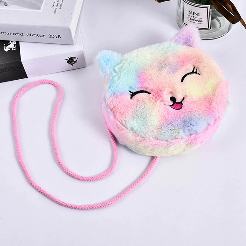 Mini Unicorn Suede Shoulder Bag Crossbody Winter Plush Phone Pouch