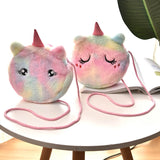 Mini Unicorn Suede Shoulder Bag Crossbody Winter Plush Phone Pouch