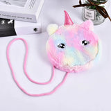 Mini Unicorn Suede Shoulder Bag Crossbody Winter Plush Phone Pouch