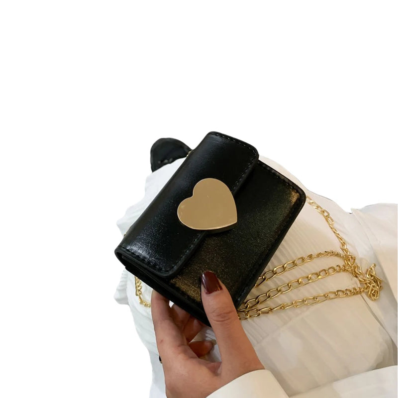 Mini Texture Small Bag Female Heart Chain Shoulder Messenger Bag