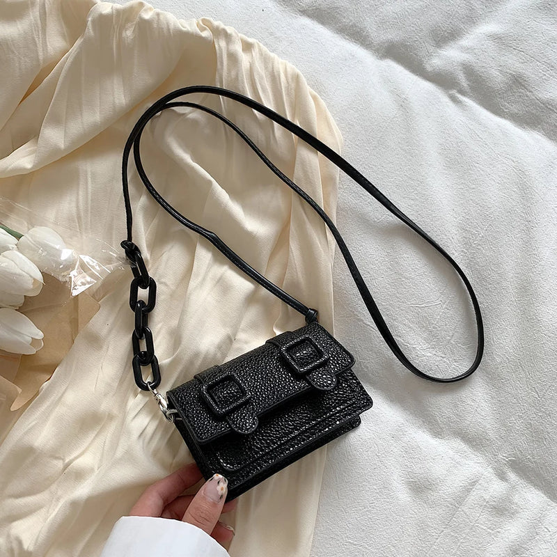 Small Messenger Bag Women Acrylic Chain Purse Leather Handbag