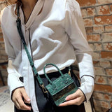 Mini Crocodile Pattern Chain Shoulder Bag High PU Leather Women's Handbag