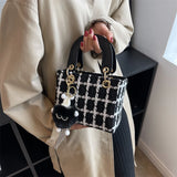 Small Square Bag Classic Plaid Women Bags Woolen Handbag Shoulder Bag