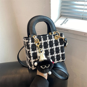 Small Square Bag Classic Plaid Women Bags Woolen Handbag Shoulder Bag
