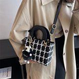 Small Square Bag Classic Plaid Women Bags Woolen Handbag Shoulder Bag