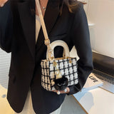 Small Square Bag Classic Plaid Women Bags Woolen Handbag Shoulder Bag
