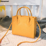 Mini Square Flap Bag High PU Leather Women's Handbag Crocodile Pattern Chain Sho