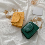 Small Square Flap Bag Crocodile Pattern Chain Shoulder Messenger
