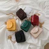 Small Square Flap Bag Crocodile Pattern Chain Shoulder Messenger