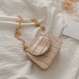 Small Square Flap Bag Crocodile Pattern Chain Shoulder Messenger
