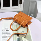 Crocodile pattern Mini Square Bag PU Leather Chain Shoulder Handbag