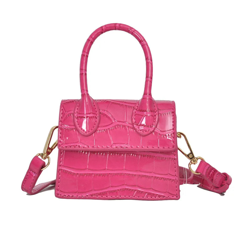 Crocodile pattern Mini Square Bag PU Leather Chain Shoulder Handbag